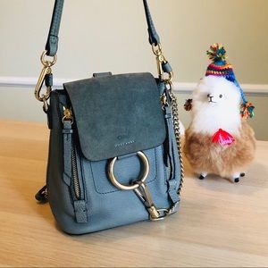 Chloe Mini Faye Backpack in Cloudy Blue